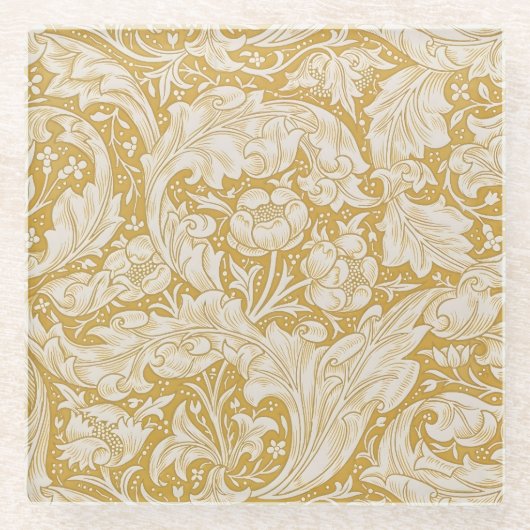 William Morris Junggesellenknopf-Blume Klassisch Glasuntersetzer (Vorderseite)