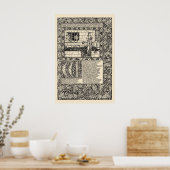 William Morris Kelmscott Press Chaucer Book Leaf Poster (Küche)