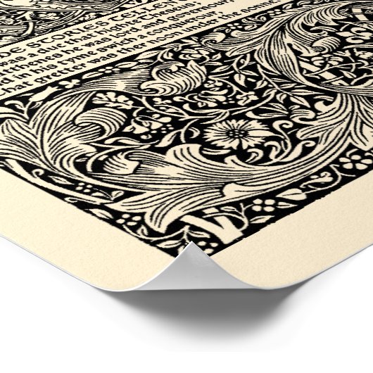 William Morris Kelmscott Press Chaucer Book Leaf Poster (Ecke)