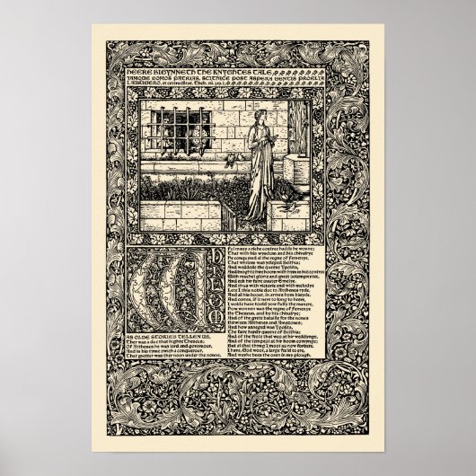 William Morris Kelmscott Press Chaucer Book Leaf Poster (Vorne)