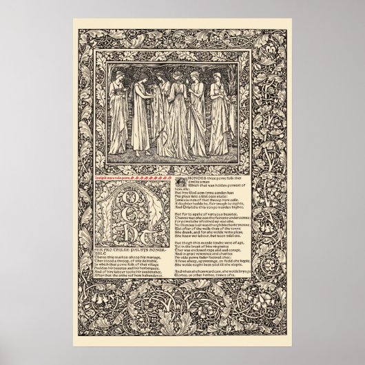 William Morris Kelmscott Press Chaucer Page Poster (Vorne)