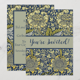 William Morris Kennet Blumentangete Blau Gold Einladung