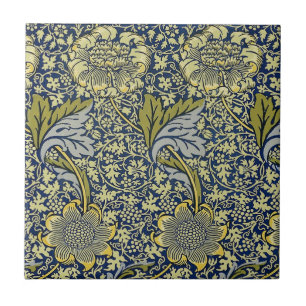 William Morris Kennet Blumentangete Blau Gold Fliese