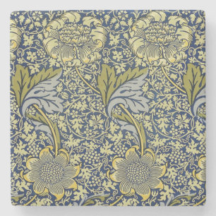 William Morris Kennet Blumentangete Tapete Blau Go Steinuntersetzer