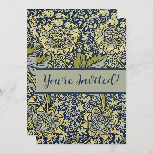 William Morris Kennet Floral Wallpaper Blue Einladung (Vorne/Hinten)