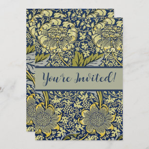 William Morris Kennet Floral Wallpaper Blue Einladung