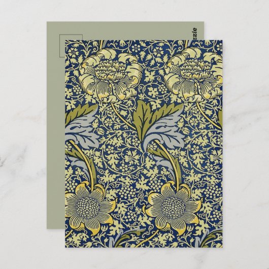 William Morris Kennet Floral Wallpaper Blue Postkarte (Vorne/Hinten)