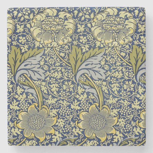 William Morris Kennet Floral Wallpaper Blue Steinuntersetzer (Vorderseite)