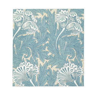 William Morris Klassische Tulpe Blaue Blumengestal Notizblock