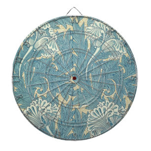 William Morris Klassische Tulpe Blaue Blüten Dartscheibe