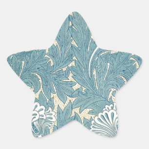 William Morris Klassische Tulpe Blaue Blüten Stern-Aufkleber