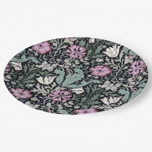 William Morris Klatschmohn Botanik viktorianische  Pappteller (Schrägansicht)