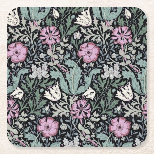 William Morris Klatschmohn Botanik viktorianische  Rechteckiger Pappuntersetzer (Vorderseite)