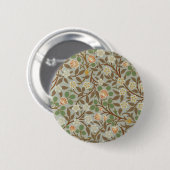 William Morris Kleeblatt Botanische Blume Button (Vorne & Hinten)