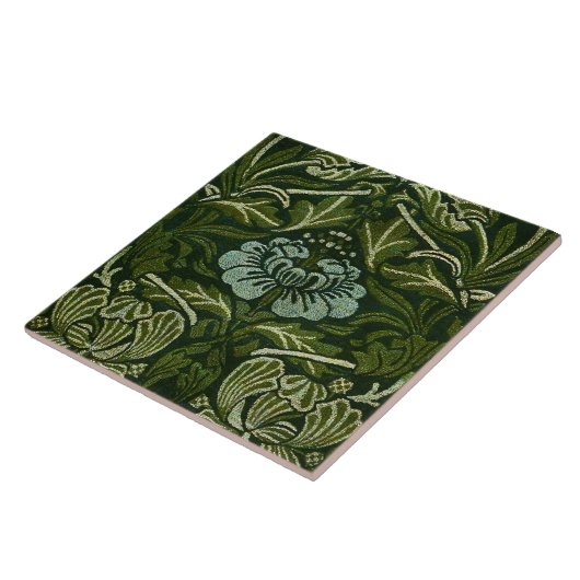 William Morris Large Green Blätter & Blue Blume Fliese (Seite)