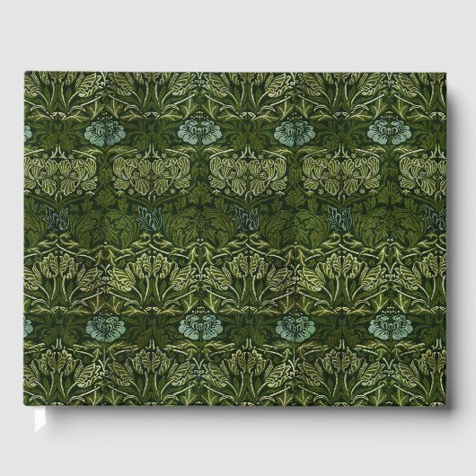 William Morris Large Green Blätter & Blue Blume Gästebuch (Vorderseite)