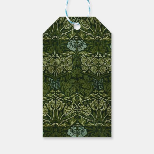 William Morris Large Green Blätter & Blue Blume Geschenkanhänger (Vorderseite)
