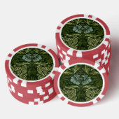 William Morris Large Green Blätter & Blue Blume Pokerchips (Stapel)