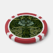William Morris Large Green Blätter & Blue Blume Pokerchips (Einzeln)
