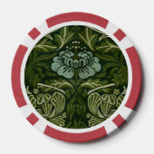 William Morris Large Green Blätter & Blue Blume Pokerchips (Rückseite)