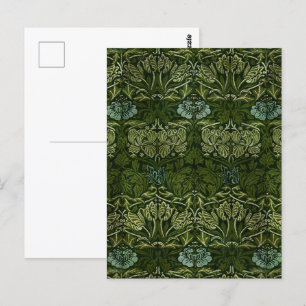 William Morris Large Green Blätter & Blue Blume Postkarte