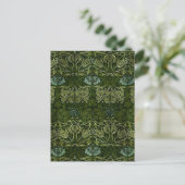 William Morris Large Green Blätter & Blue Blume Postkarte (Stehend Vorderseite)
