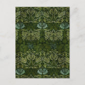 William Morris Large Green Blätter & Blue Blume Postkarte (Vorderseite)