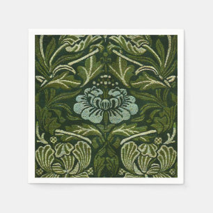 William Morris Large Green Blätter & Blue Blume Serviette