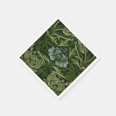 William Morris Large Green Blätter & Blue Blume Serviette (Ecke)
