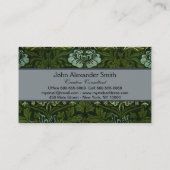 William Morris Large Green Blätter & Blue Blume Visitenkarte (Rückseite)