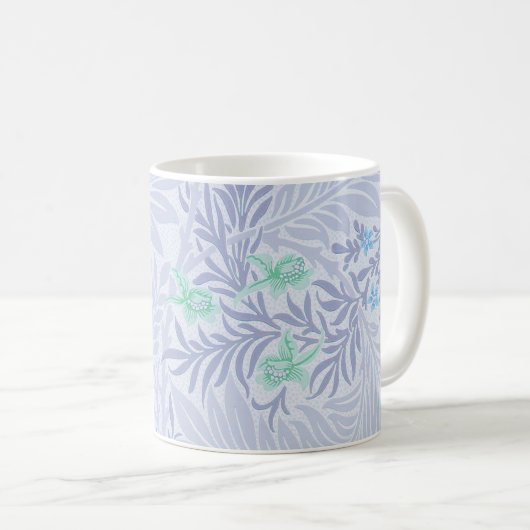 William Morris - Larkspur - Blaue Blumen und Blätt Kaffeetasse (VorderseiteRechts)