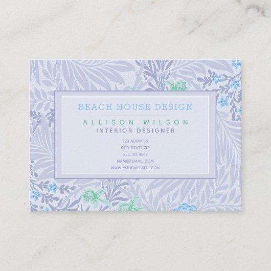 William Morris - Larkspur - Elegante Lila Blumen Visitenkarte (Vorderseite)