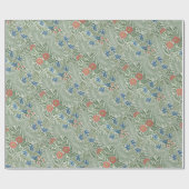 William Morris Larkspur Floral Green Pink Blue Geschenkpapier (Flach)