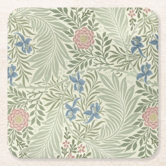 William Morris Larkspur Floral Wallpaper Rechteckiger Pappuntersetzer (Vorderseite)