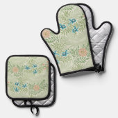 William Morris Larkspur Ofenhandschuh & Topflappen-Set (Vorderseite/Rückseite)