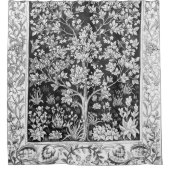William Morris - Lebensbaum Schwarz-Weiß Duschvorhang (Vorderseite)