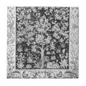 William Morris - Lebensbaum Schwarz-Weiß Fliese (Vorderseite)