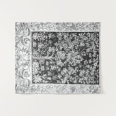 William Morris - Lebensbaum Schwarz-Weiß Wandteppich (Vorderseite (Horizontal))