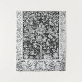 William Morris - Lebensbaum Schwarz-Weiß Wandteppich (Vorderseite)