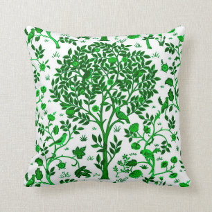 William Morris Lebensbaum, Smaragdgrün und Weiß Kissen