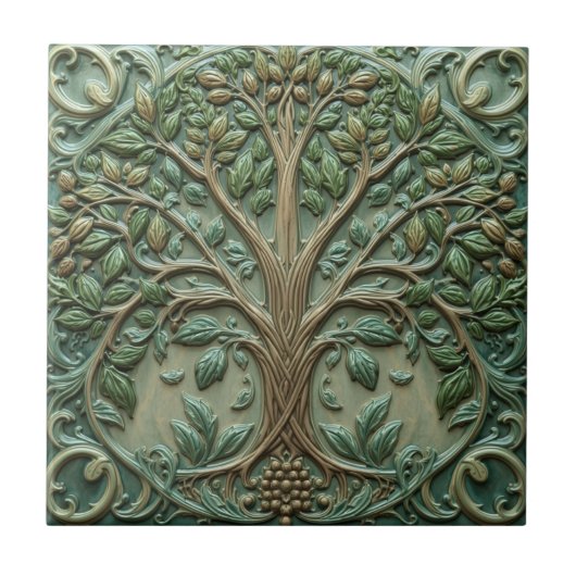 William Morris Lebensbaum Vintage Prä-Rafaelit Fliese (Vorderseite)