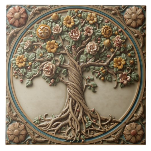 William Morris Lebensbaum Vintage Prä-Rafaelit Fliese (Vorderseite)