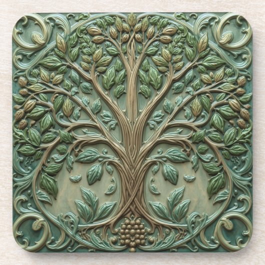 William Morris Lebensbaum Vintage Prä-Rafaelit Getränkeuntersetzer (Vorderseite)