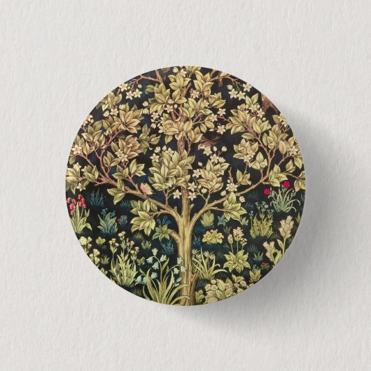 William Morris Lebensbaum Vintage Prä-Rafaelitisch Button (Vorderseite)