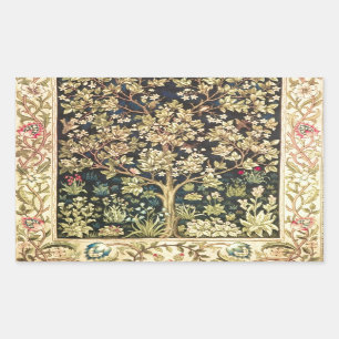 William Morris Lebensbaum Vintage Prä-Rafaelitisch Rechteckiger Aufkleber