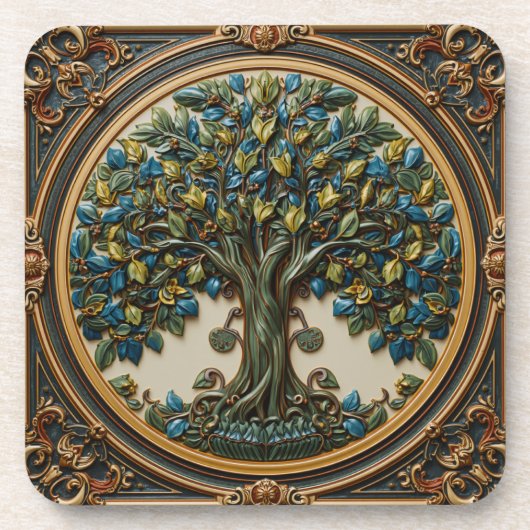 William Morris Lebensbaum Vintage Prä-Raphaelite Getränkeuntersetzer (Vorderseite)