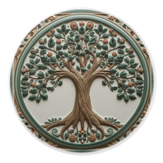 William Morris Lebensbaum Vintage Prä-Raphaelite Keramikknauf (Vorderseite)