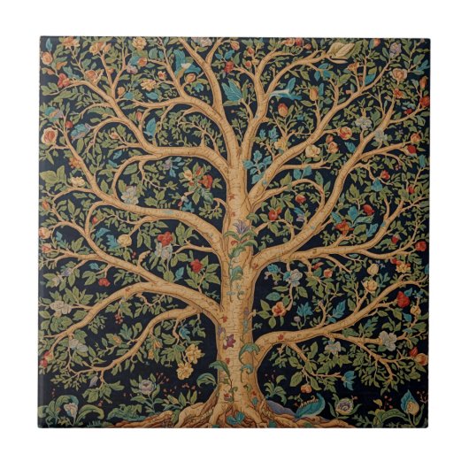 William Morris Lebensbaum Vintage Pre-Raphaelite Fliese (Vorderseite)