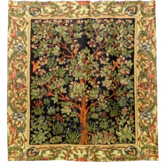 William Morris - Lebensbaummuster Duschvorhang (Vorderseite)