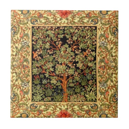 William Morris - Lebensbaummuster Fliese (Vorderseite)